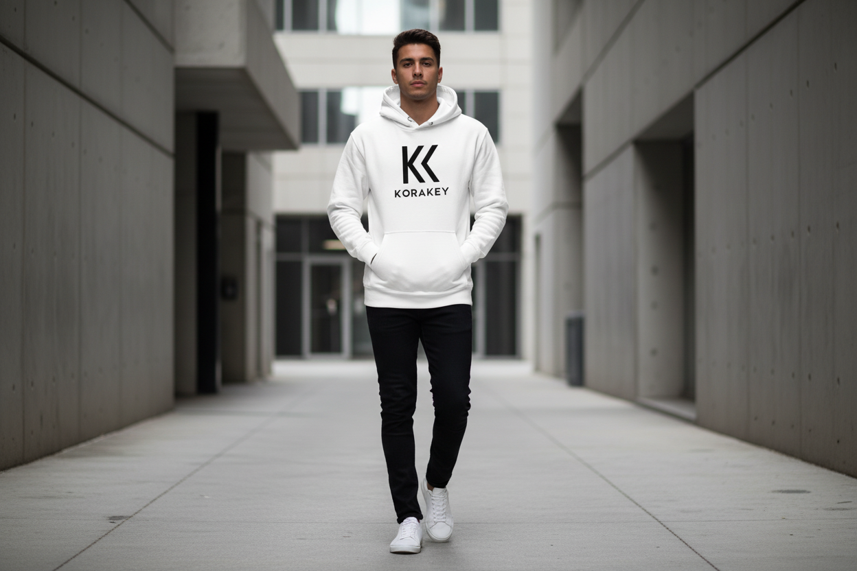 Core-Hoodie White Lifestyle